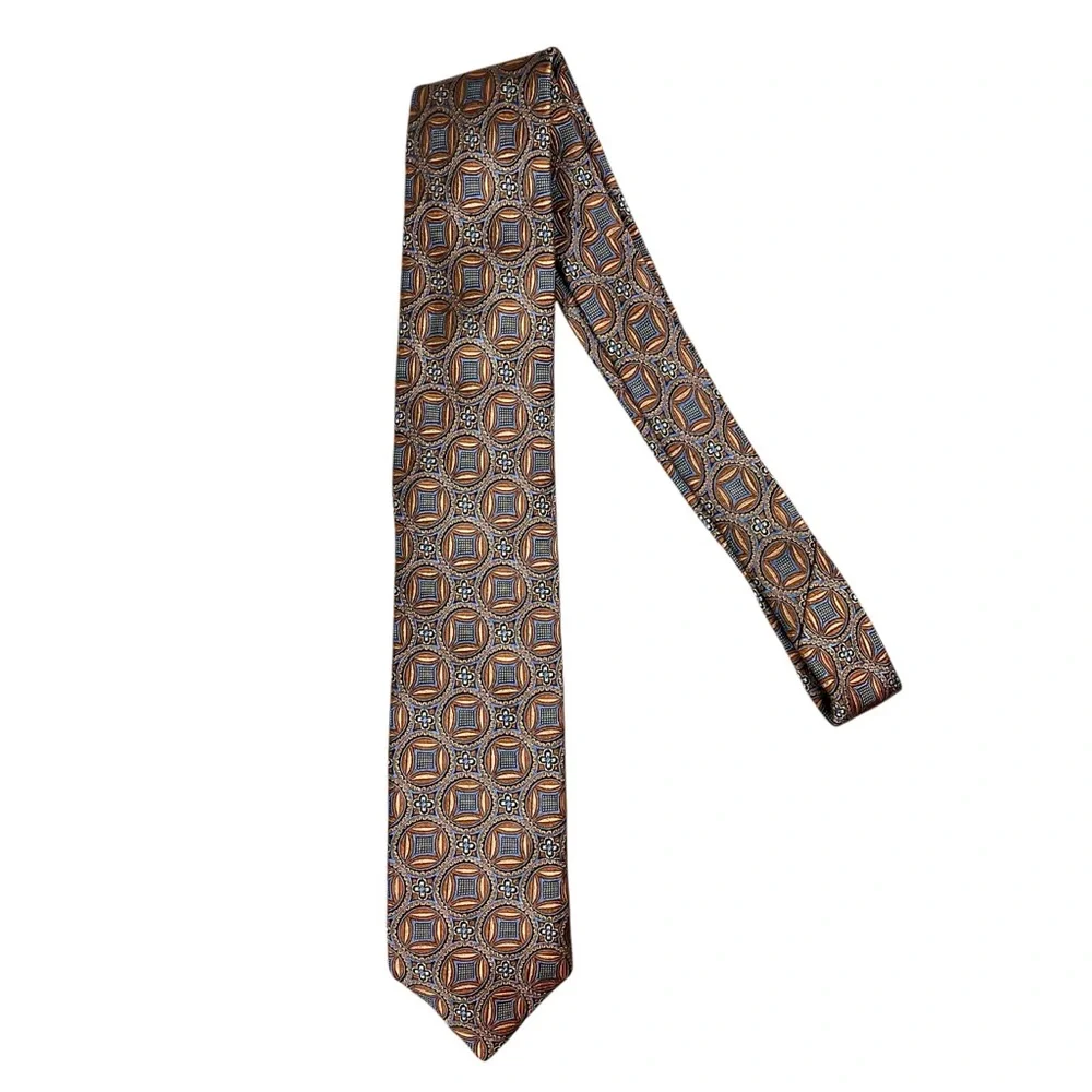 JZ Richards 100% Silk Neck Tie Men's Extra Long‎ Copper Blue Suit Business Tie